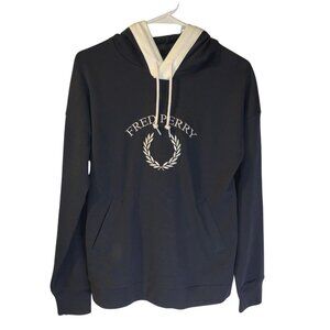 Fred Perry Women's Logo Laurel Wreath Hoodie Sz 6 Black Pullover Tennis Street